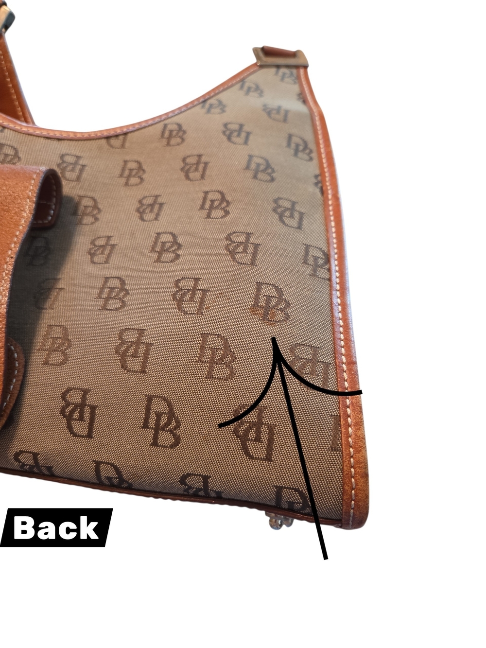 Dooney & Bourke Signature Crescent Hobo Bag In Tan With Brown Leather Trim - Picture 7 of 7